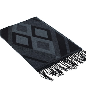 Gray Geometric Pattern Wool Men Scarf, Suit Scarf, Scarves for Men, Winter Scarf, Wool Fabric Scarf, Birthday Gift, Christmas Gift