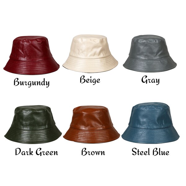 Vegan Leather Women Bucket Hat, Winter Cozy Reversible Bucket Hat, One Size Hat,  Fashion Bucket Hat, Women Fishermans Hat, Christmas Gift