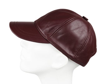 Burgundy Faux Leather Baseball Cap - Women\'s Hat Burgundy Leather Baseball Cap: Adjustable Unisex Style. - Etsy main image 4