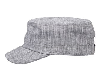 Boné militar de linho e algodão, ajustável, estilo vintage Castro.