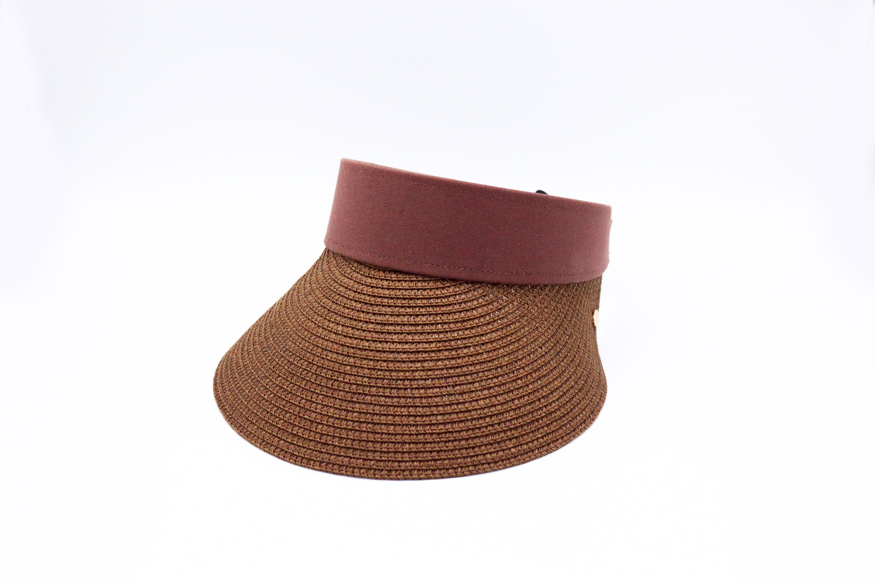 Brown Straw Visor Hat - Structured Summer Hat Sierra Straw Visor | Premium Straw Visor | Hemlock Hat Co main image 2