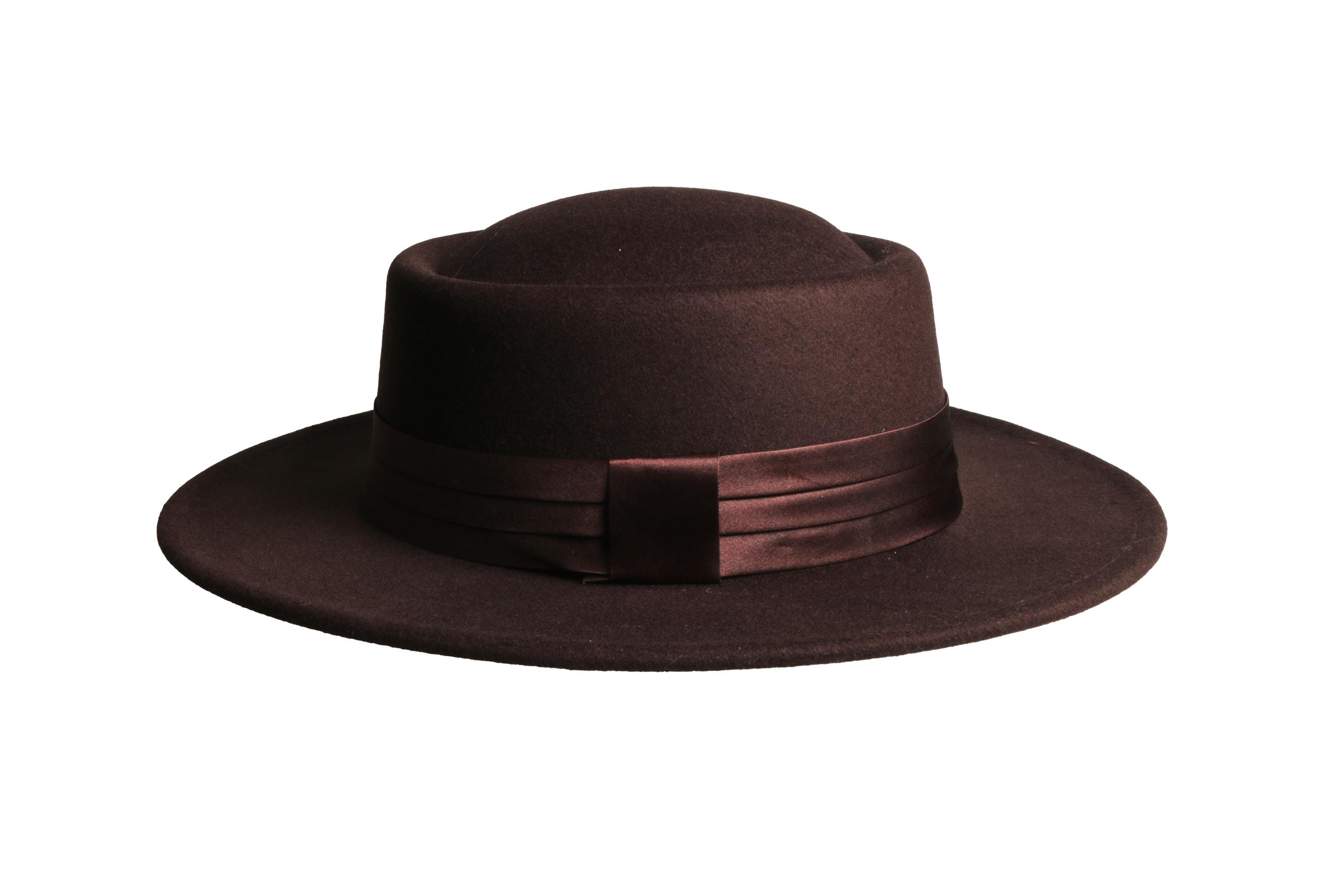 Women’s Wide Brim Felt Boater Hat in Dark Brown Amazon.com: Women Men Felt Fedora Hat Wide Brim Flat Top  main image 3