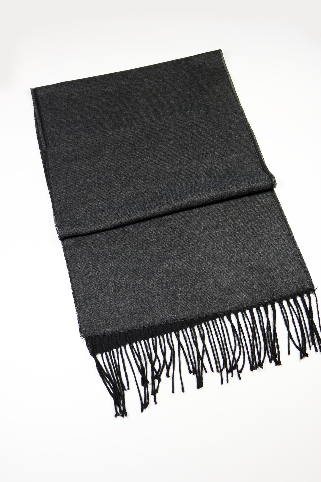 Dark Gray Black Reversible Wool Men Scarf, Suit Scarf, Scarves for