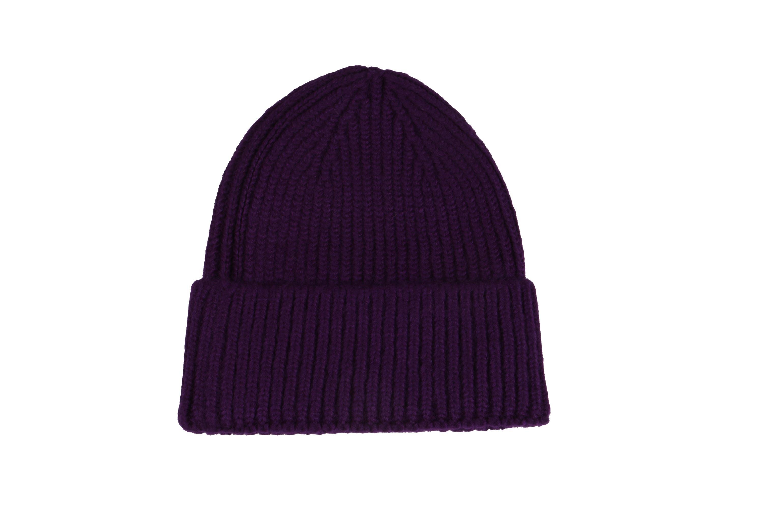 Purple Seamless Wool Beanie Cap, Acrylic Unisex Beanie