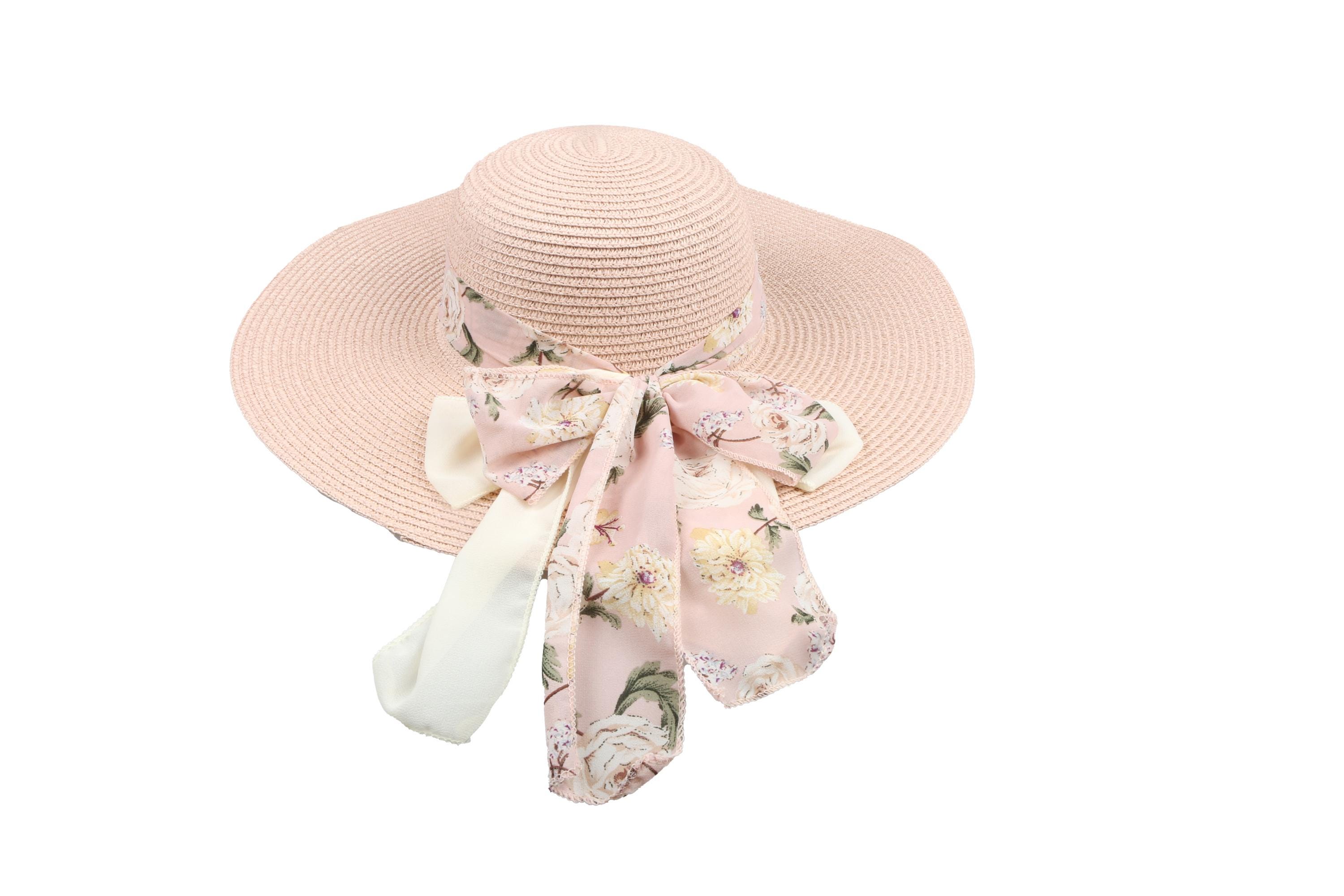 Elegant Vintage Straw Hat with Pink Ribbon and Floral Accent Pink Straw Vintage Hats for Women | eBay main image 3