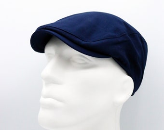 Dark Blue Cotton Summer One Size Flat Cap, Peaky Blinders Hat, Baker Boy Hat, Gatsby Hat, Summer Men Hat, Ivy League Hat