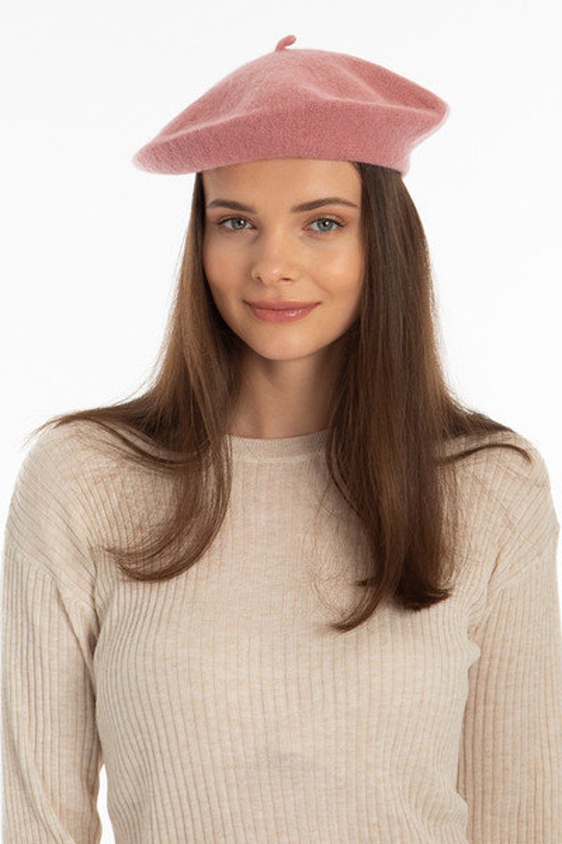 Pink French Beret Painters Hat Women Felt Beret Women Etsy