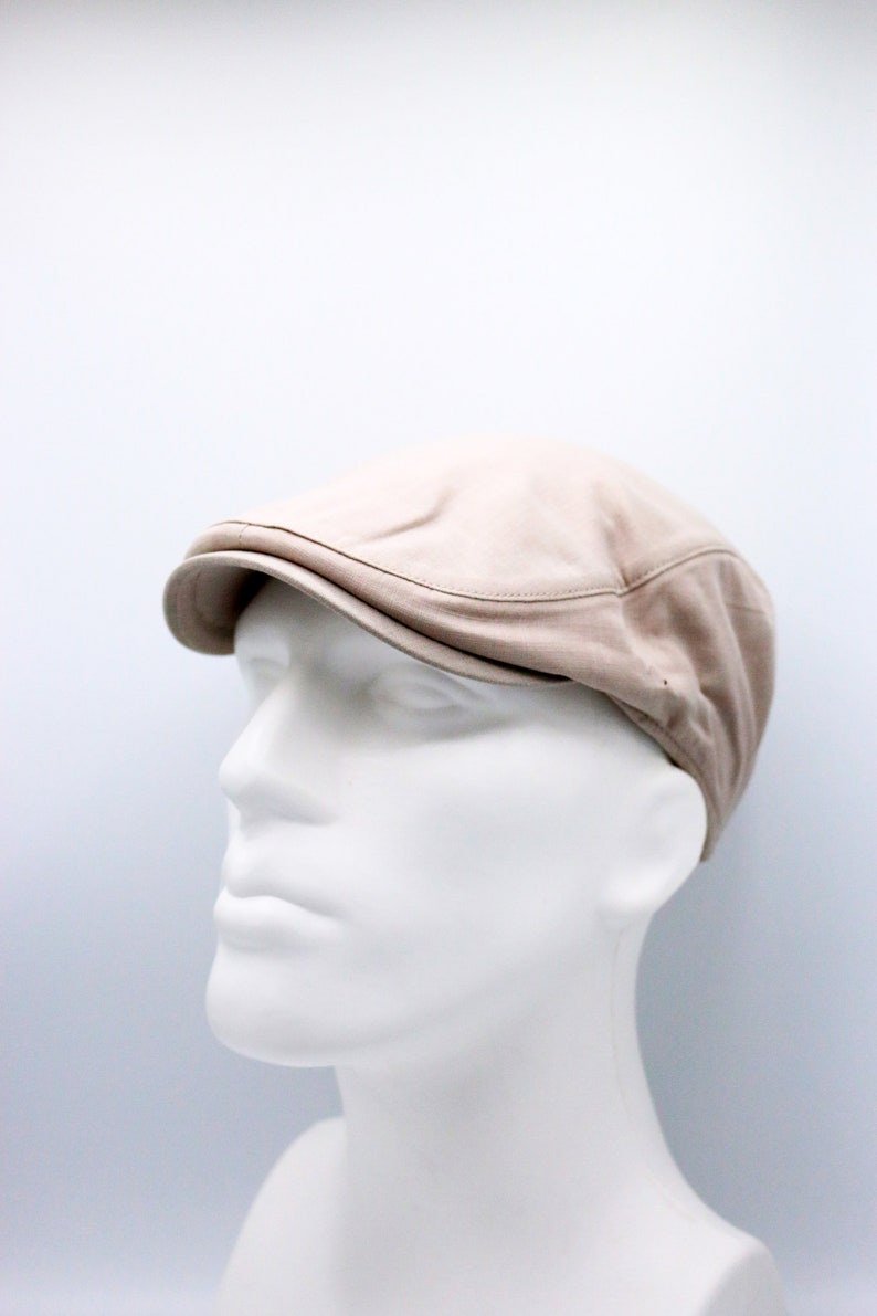 Beige Cotton Summer One Size Flat Cap, Peaky Blinders Hat, Baker Boy Hat,Irish flat cap, Gatsby Hat, Summer Men Hat, Ivy League Hat image 1
