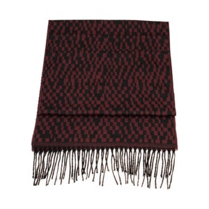 Dark Burgundy Pixel Pattern Wool Men Scarf, Suit Scarf, Scarves for Men, Winter Scarf, Wool Fabric Scarf, Birthday Gift, Christmas Gift
