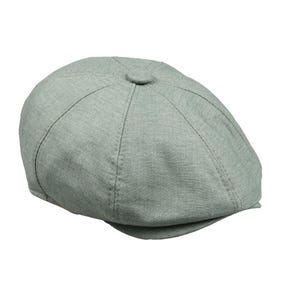Green Linen Summer 8 Panel Newsboy Cap, Peaky Blinders Hat, Hatsquare Baker Boy Hat, Irish flat cap, Lightweight Vintage Men Hat, Ivy