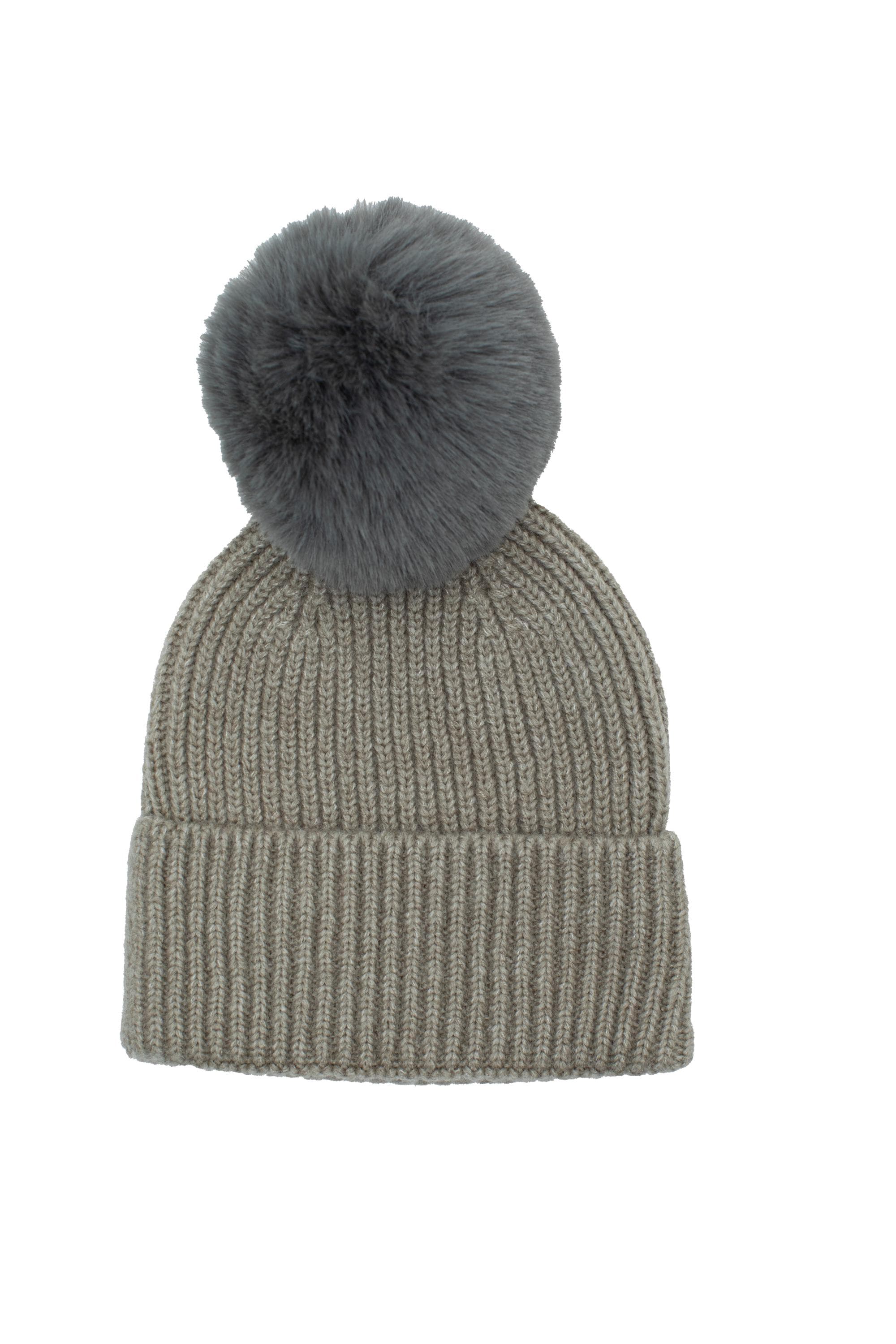 SKULL CASHMERE BEANIE HAT with Pom Pom | Wool Cashmere Blend | Gray Crochet Skull Tassel Pom Pom Beanie - two tone gray  main image 3