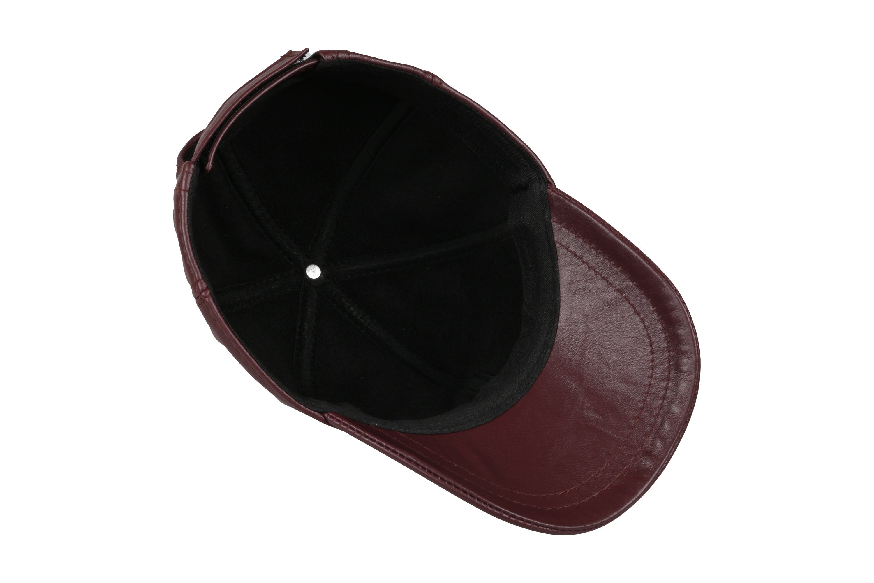Burgundy Leather Baseball Cap, Handmade Leather Hat, Woman  display picture 1