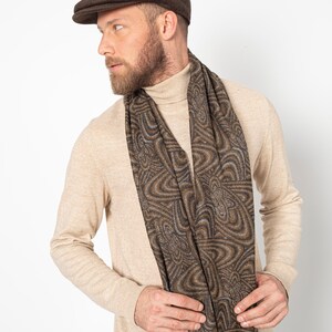 Burgundy Ethnic Pattern Wool Men Scarf, Suit Scarf, Scarves for Men ...