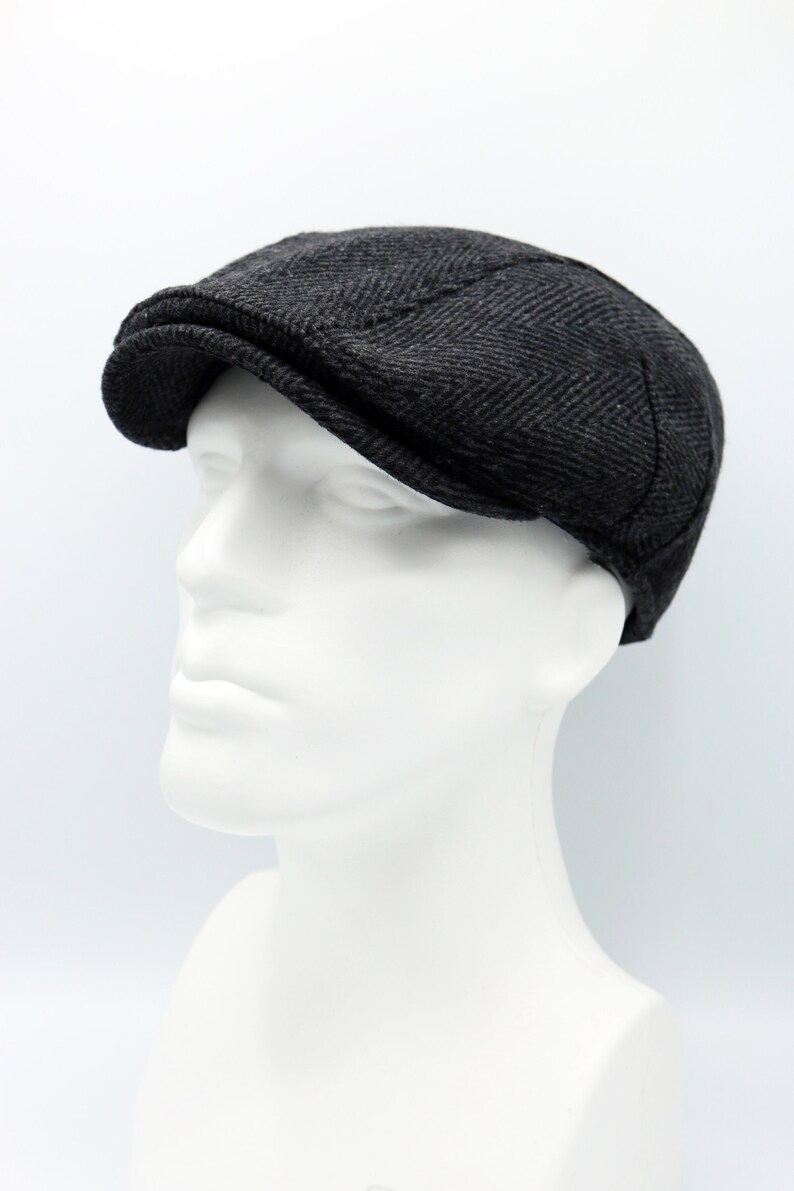 Dark Gray Wool Flat Cap Peaky Blinders Hat Baker Boy Hat Etsy
