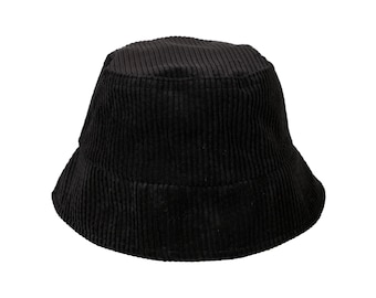 Black Corduroy Women Bucket Hat, Winter Cozy Bucket Hat, One Size Hat,  Fashion Bucket Hat, Fishermans Hat, Warm Women Bucket Hat