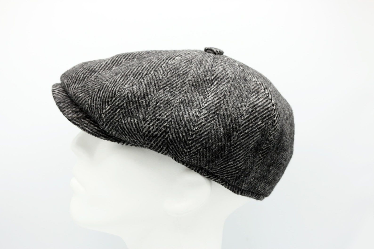 Dark Gray Herringbone Wool 8 Panels Cap Peaky Blinders Hat | Etsy