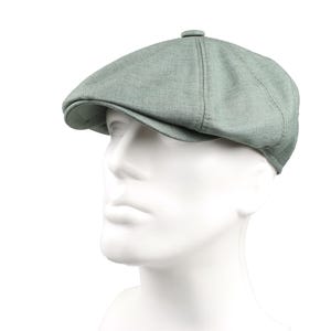 Green Linen Summer 8 Panel Newsboy Cap, Peaky Blinders Hat, Hatsquare Baker Boy Hat, Irish flat cap, Lightweight Vintage Men Hat, Ivy