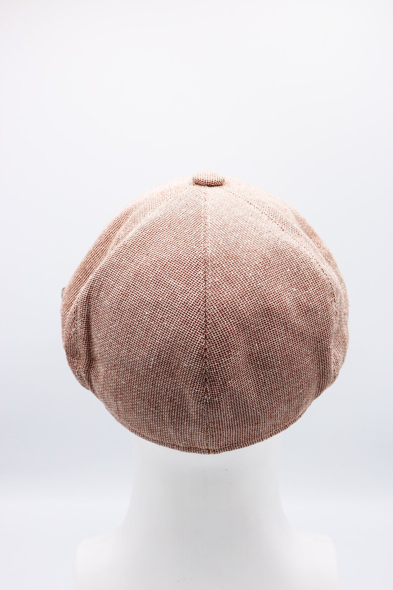 Brick Red Summer Linen 8 Panels Cap Peaky Blinders Hat Ivy League Hat Gatsby Hat Baker Boy Summer Hat,Irish flat cap