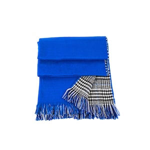 Blue Double Sided Winter Oversize Women Scarf, Winter Shawl, Women Blanket Scarf, Winter Warm Pashmina Shawl, Christmas Gift