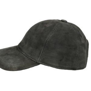 Deep Forest Green Suede Leather Baseball Cap, Hatsquare Leather Baseball Hat, Adjustable Man Leather Cap, Woman Baseball Cap, Sports Cap