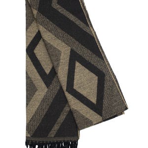Milky Brown Geometric Pattern Wool Men Scarf, Suit Scarf, Scarves for Men, Winter Scarf, Wool Fabric Scarf, Birthday Gift, Christmas Gift