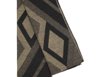Bufanda de lana con estampado geométrico marrón lechoso para hombre, bufanda de traje, bufandas para hombre, bufanda de invierno, bufanda de tela de lana, regalo de cumpleaños, regalo de Navidad