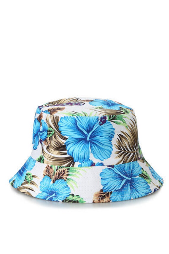 Blue White Flower Bucket Hat, Reversible Bucket Hat, One Size Hat, Unisex  Hat, Women Summer Hat, Women Hat 
