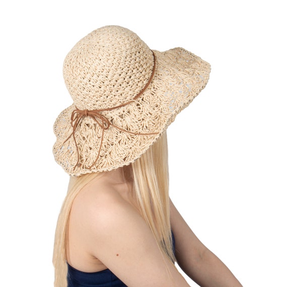 Summer Lace Wide Brim Straw Hat, Holiday Hat, Women Summer Hat, Beach Hat, Boho Hat, Foldable Sun Hat, Wedding Hat, Bridesmaid Gift