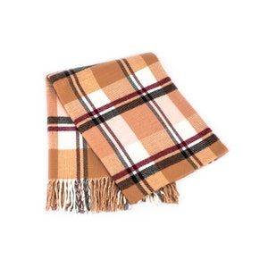 Pink White Tartan Plaid Winter Oversize Women Scarf, Winter Shawl, Women Double Sided Blanket Scarf, Winter Warm Pashmina Shawl