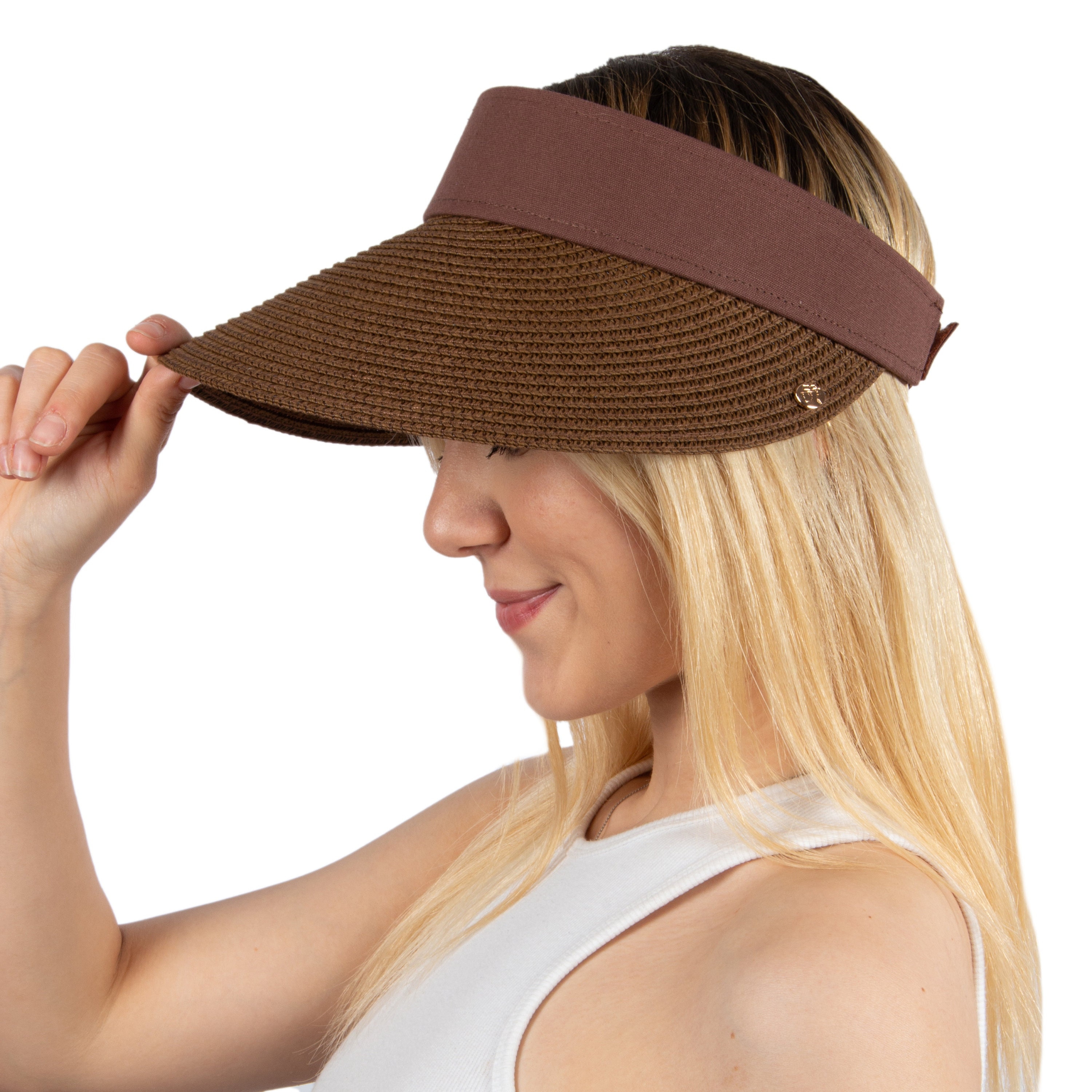 Brown Straw Visor, Women Summer Hat, Visor for Womens, Wide  display picture 2