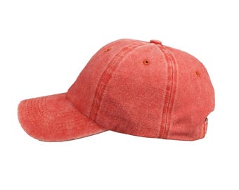 Casquette de baseball en coton délavé orange, chapeau d'été teint par pigment
