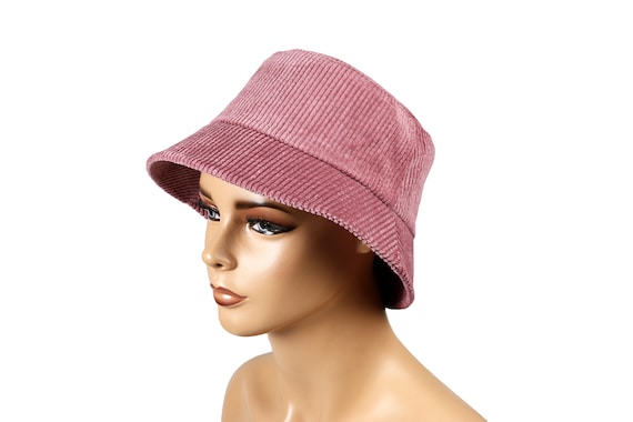 Pink Corduroy Women Bucket Hat, Winter Cozy Bucket Hat, One Size Hat, Fashion Bucket Hat, Fishermans Hat, Warm Women Bucket Hat