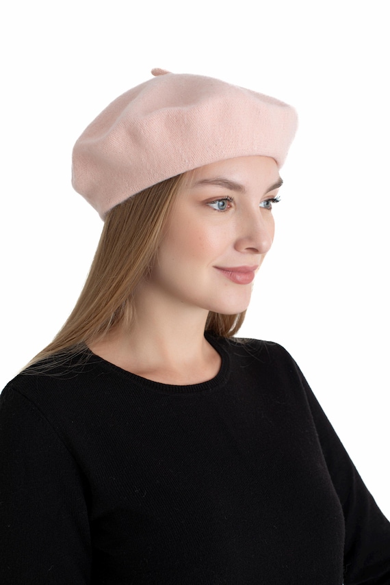 Buy Light Pink French Beret , Painters Hat, Women Felt Beret  display picture 2
