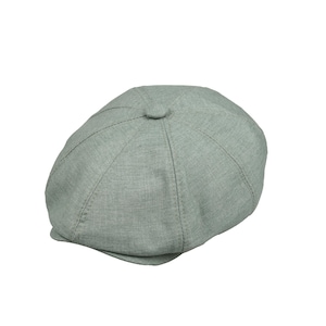 Green Linen Summer 8 Panel Newsboy Cap, Peaky Blinders Hat, Hatsquare Baker Boy Hat, Irish flat cap, Lightweight Vintage Men Hat, Ivy