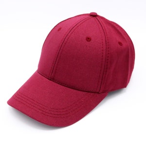 Burgundy Cotton Baseball Cap, Baseball Hat,  Men Summer Hat, Adjustable Baseball Cap, Women Summer Hat