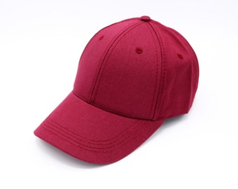 Burgundy Cotton Baseball Cap, Baseball Hat,  Men Summer Hat, Adjustable Baseball Cap, Women Summer Hat