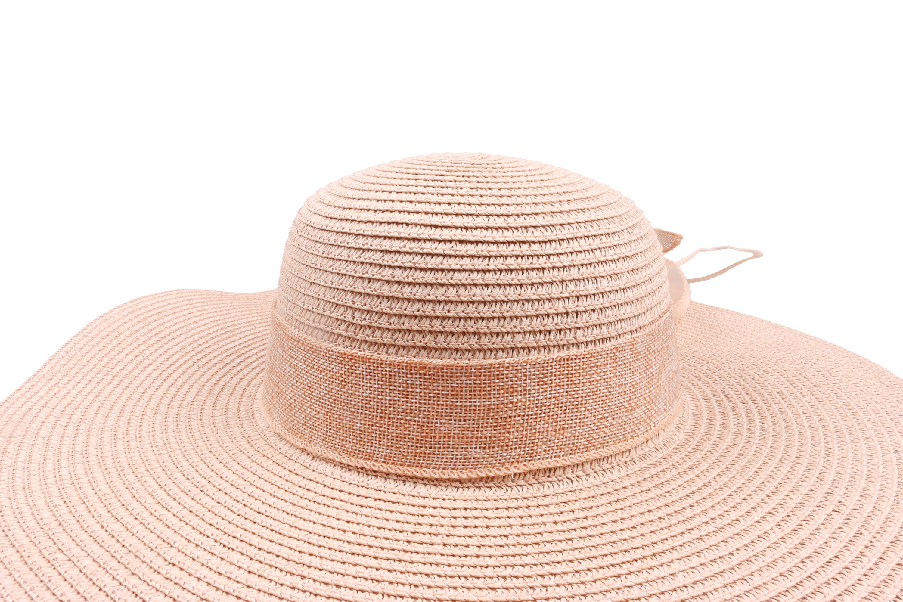 Pink Romantic Vintage Style Wide Brim Straw Hat, Double Bow  display picture 3