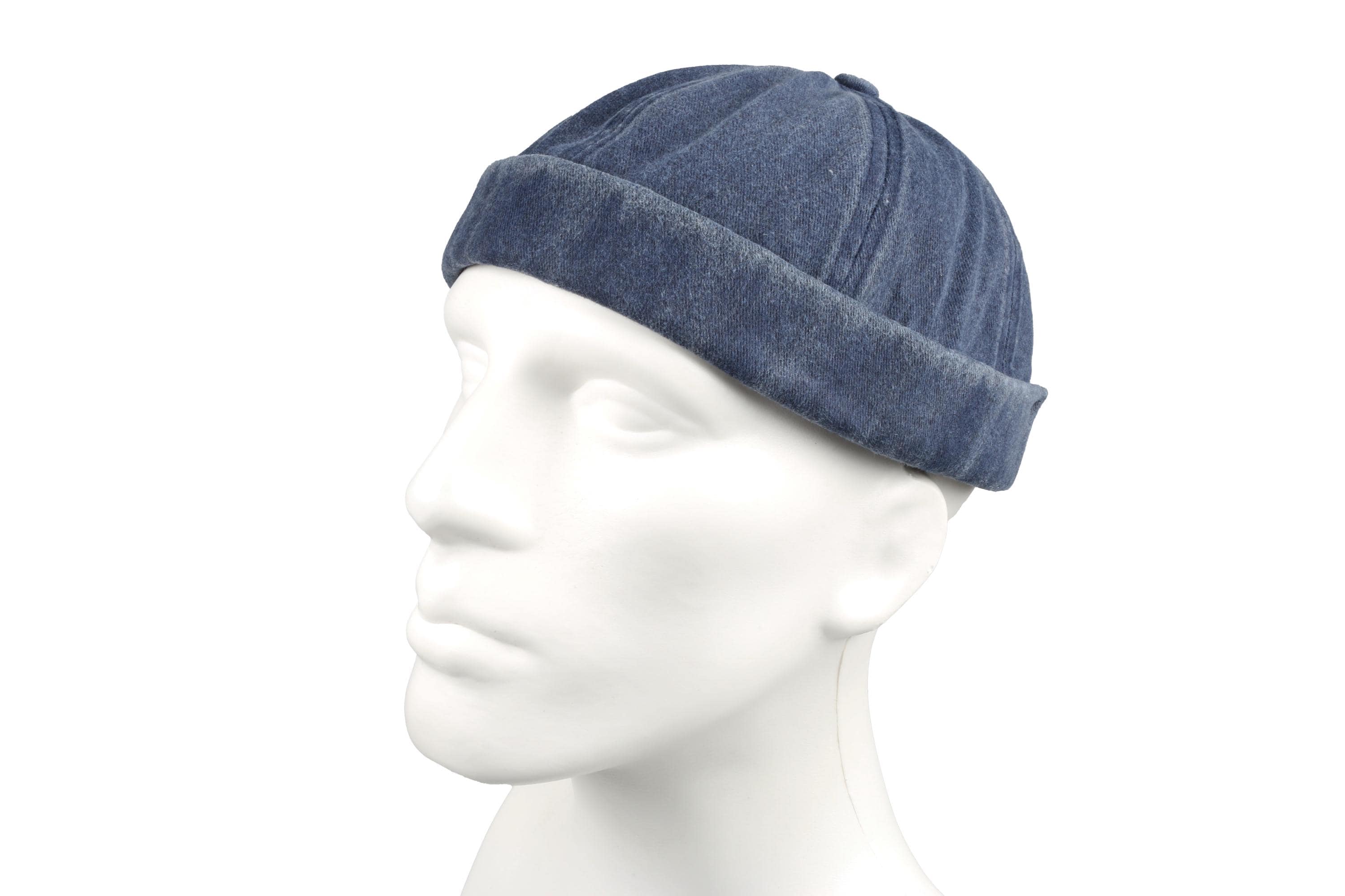 Docker-Beanie aus gewaschener Baumwolle mit randlosem Kragen, Pigmentgefärbter Militär-Hut, Streetwear-Schädelmütze, Dock-Arbeiterhut