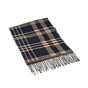 Dark Blue Gray Plaid Wool Men Scarf, Suit Scarf, Scarves for Men, Winter Scarf, Wool Fabric Scarf, Birthday Gift, Christmas Gift
