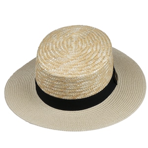 Straw Boater Hat, Summer Men Women Fedora Hat,  Hatsquare Bolero Hat, Straw Wide Brim Hat, Flat Brim, Round Captain Hat, Gondolier Hat