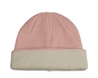 Lichtroze beige muts, acryl omkeerbare unisex muts, Hatsquare wintermuts, dubbellaagse schedelkap, wintergebreide gebreide muts