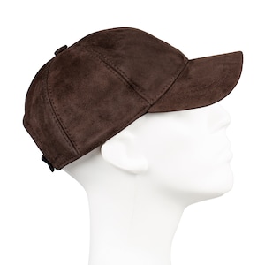 Chocolate Brown Suede Leather Baseball Cap, Hatsquare Leather Baseball Hat, Adjustable Man Leather Cap, Woman Baseball Cap, Sports Cap