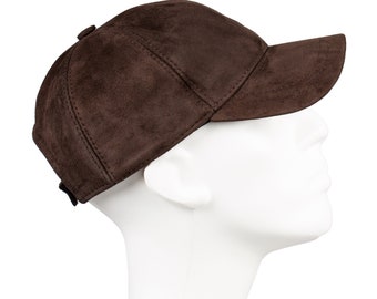 Chocolate Brown Suede Leather Baseball Cap, Hatsquare Leather Baseball Hat, Adjustable Man Leather Cap, Woman Baseball Cap, Sports Cap