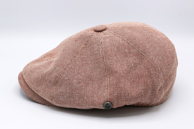 Brick Red Summer Linen 8 Panels Cap Peaky Blinders Hat Ivy League Hat Gatsby Hat Baker Boy Summer Hat,Irish flat cap