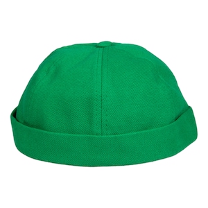 Green Cotton Docker Hat, Summer Man Beanie Cap, Sailor Military Brimless Hat, Cotton Streetwear Skull Cap, Fabric Dock Worker Hat