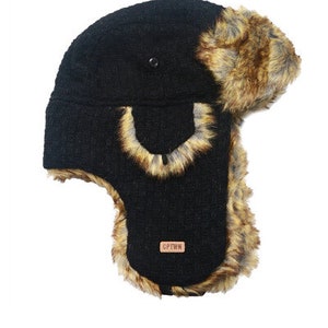 Bonnet aviateur en tissu à tricoter pour homme, chapeau en peau de mouton Faux Shearling, casquette de trappeur, chapeau d'hiver pour homme, chapeau à long oreillette, cadeau de Noël, cadeau d'anniversaire image 2