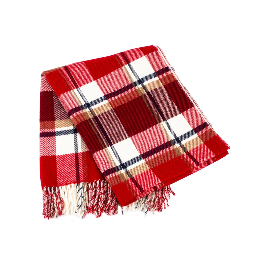 Red White Tartan Plaid Winter Oversize Women Scarf Winter Etsy