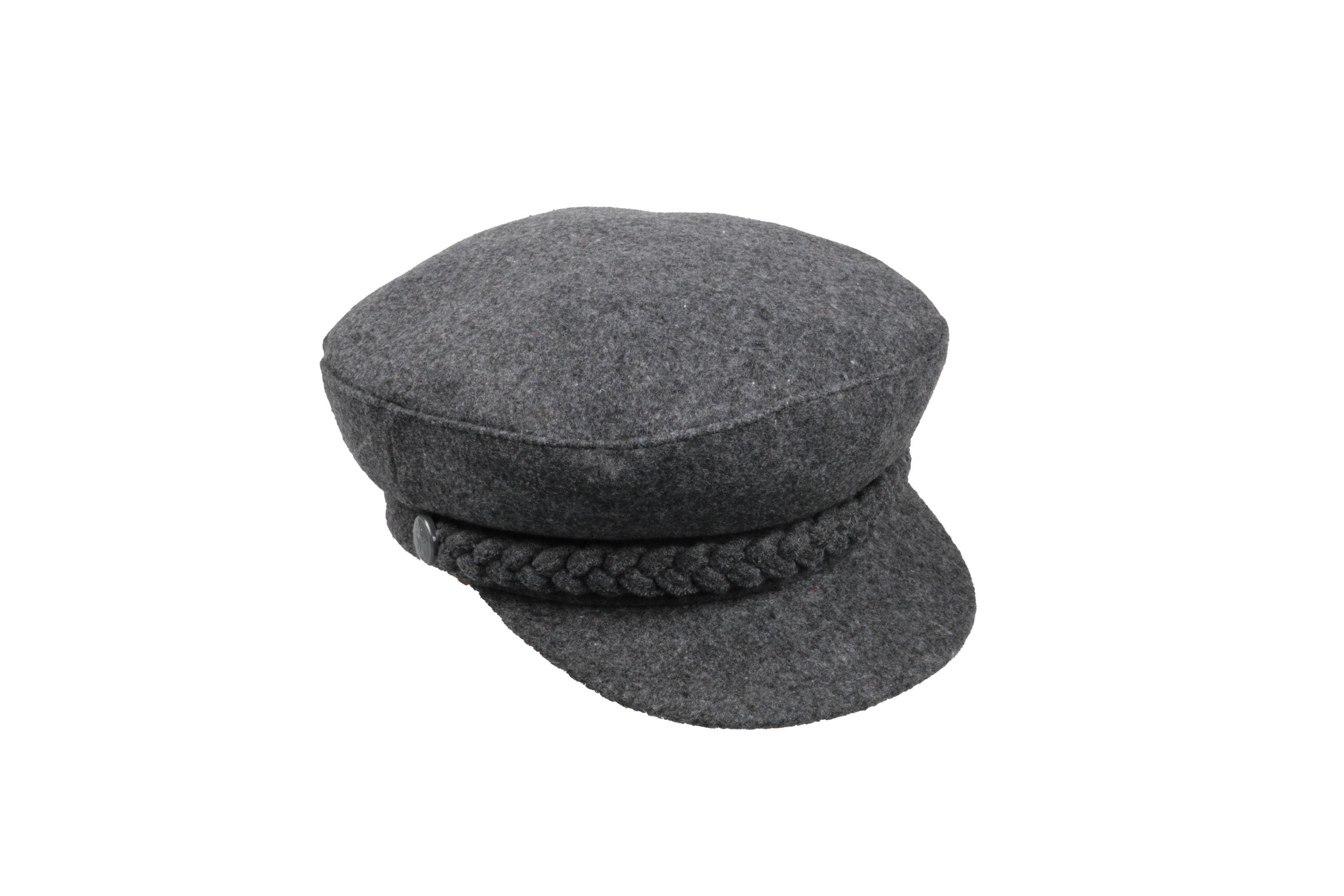 Dark Gray Man Wool Fiddler Sailor Hat, Man Sailor Captain Hat