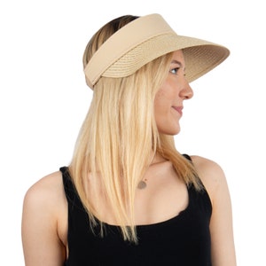 Beige Straw Visor, Women Summer Hat, Visor for Womens,  Wide Brim Hat, Beach Hat, Sun Hat, Boho Hat, Women Hat, Bridesmaid Gift