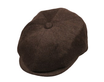 Dark Brown Wool 8 Panels Newsboy Cap, Baker Boy Hat, Irish flat Hatsquare Newsboy Cap, Men Scarf Set, Christmas Gift,